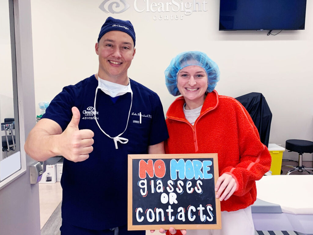 Dr. Luke Rebenitsch MD - Clearsight LASIK and Lens - with a happy patient after they successfully completed LASIK eye surgery at Clearsight in Plano, TX.
